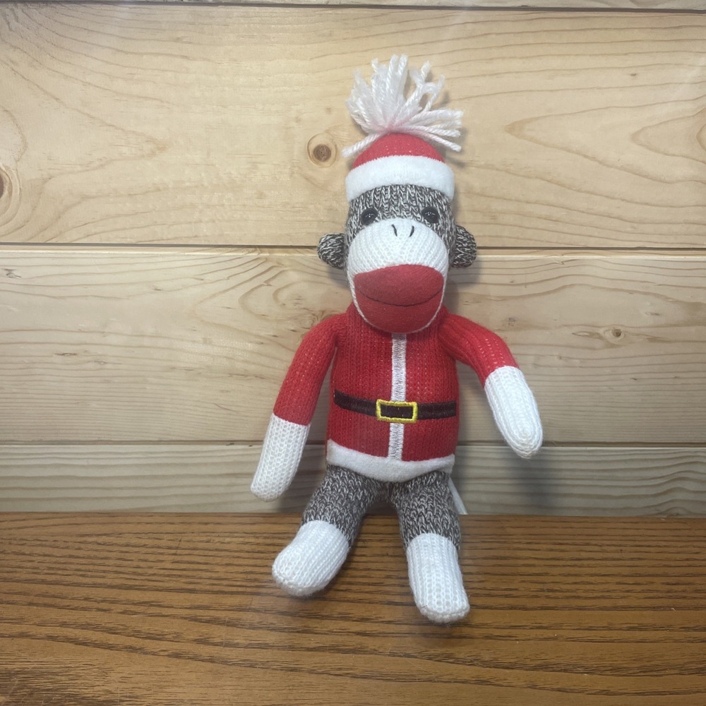 Galerie Plush Santa Sock Monkey, 10"